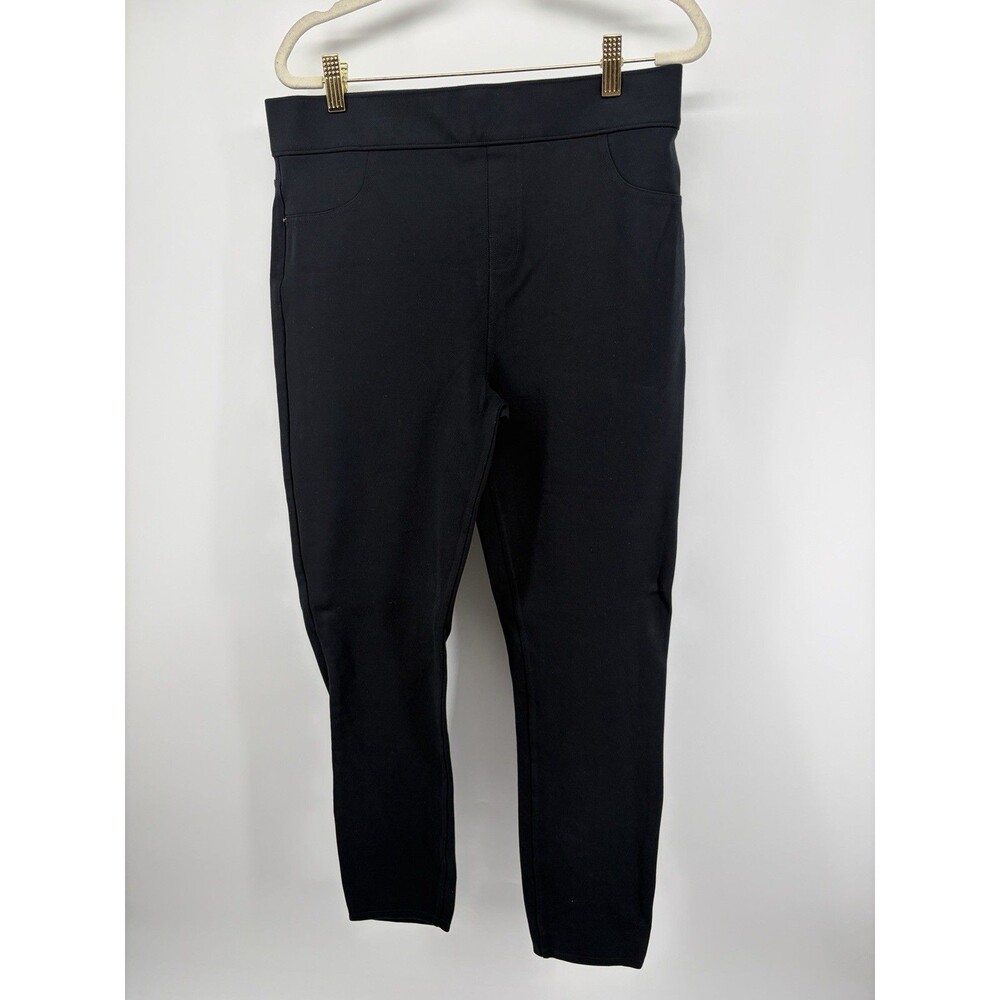 SPANX Black Ponte Pull On Ankle Slim High Rise Pants Back Pockets Size XL
